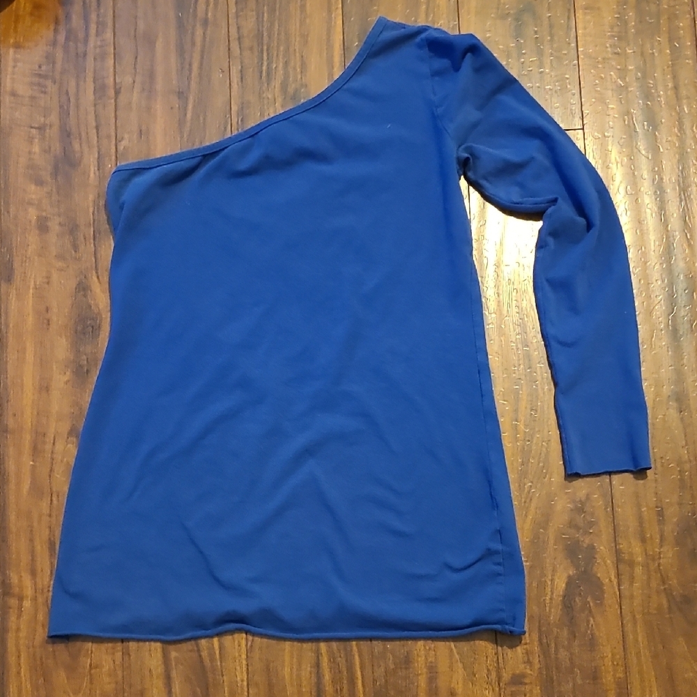 ALLOY Navy Blue Off The Shoulder 1 Armed Long Sleeve Shirt
